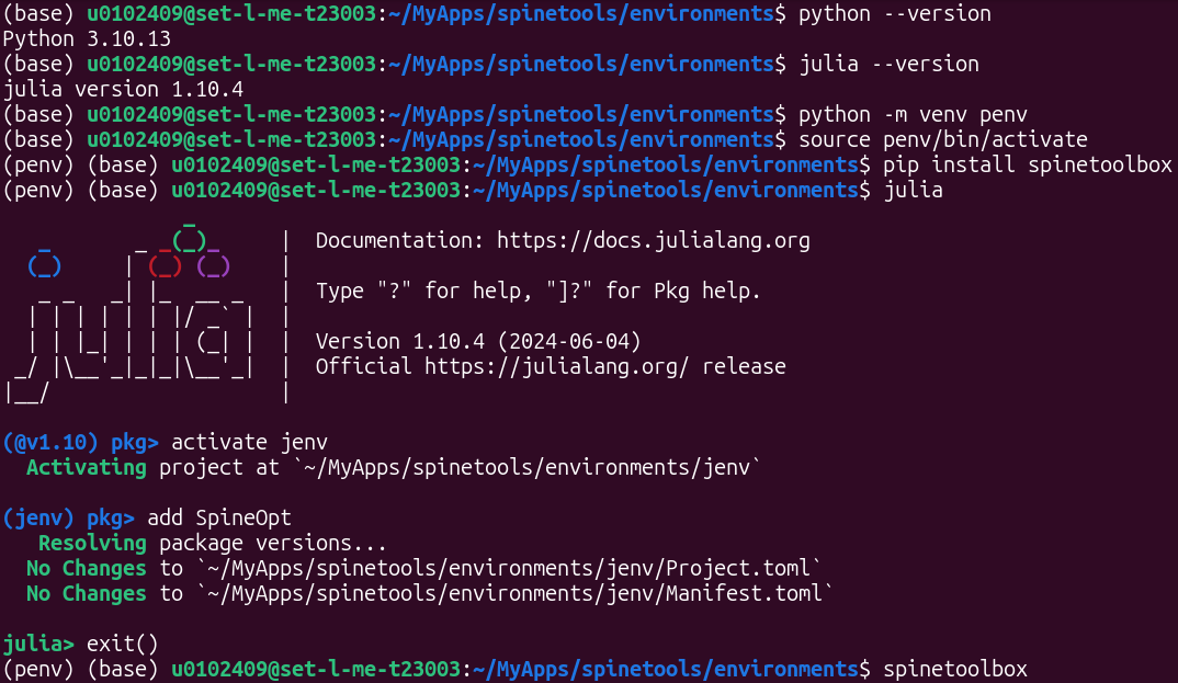 Install spine tools